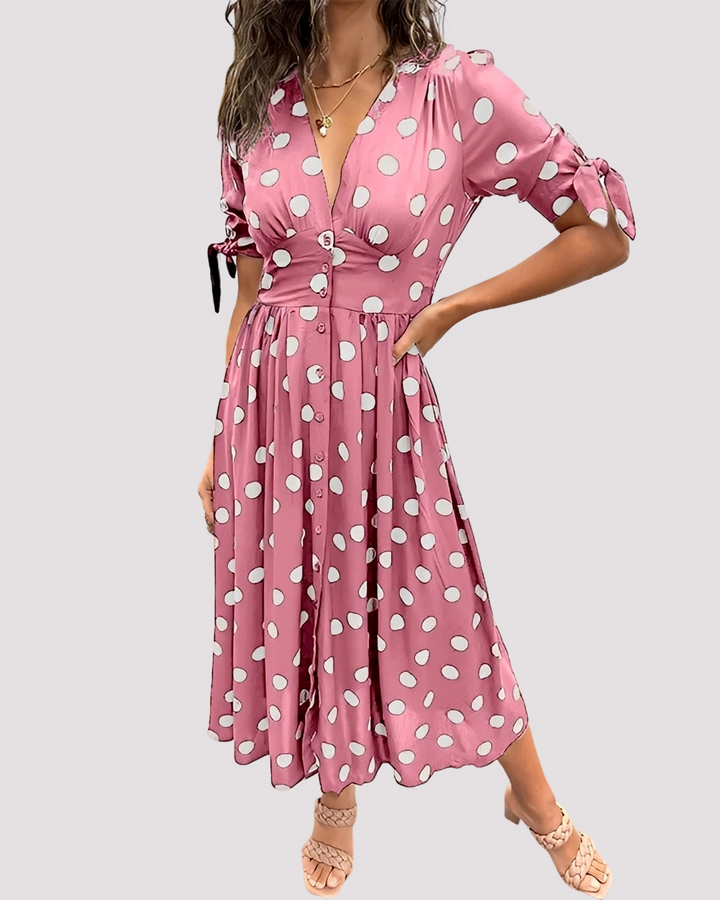 Womens_V_Neck_Dress_A_line_silhouette_and_plunge_neckline_2