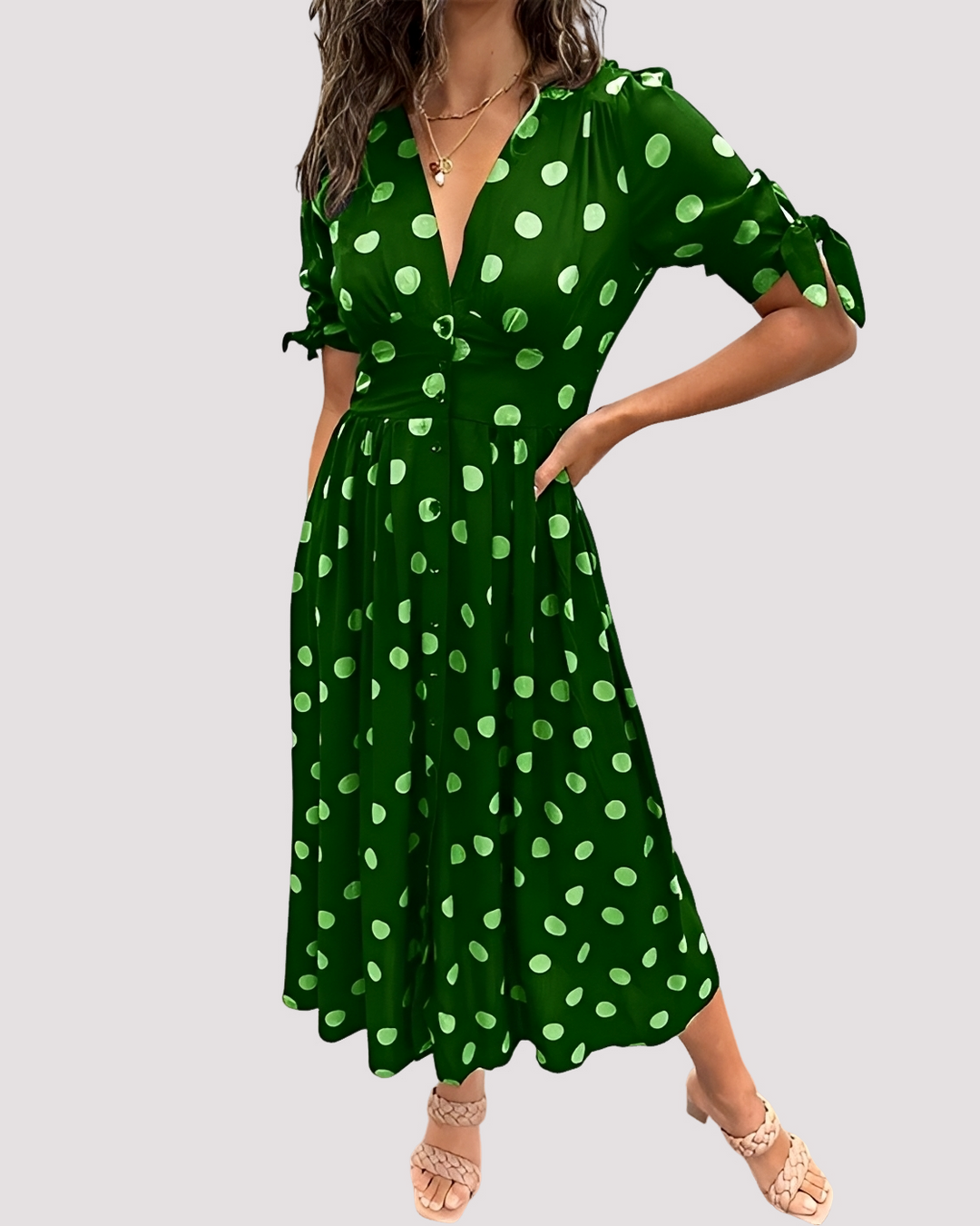 Womens_V_Neck_Dress_A_line_silhouette_and_plunge_neckline_3