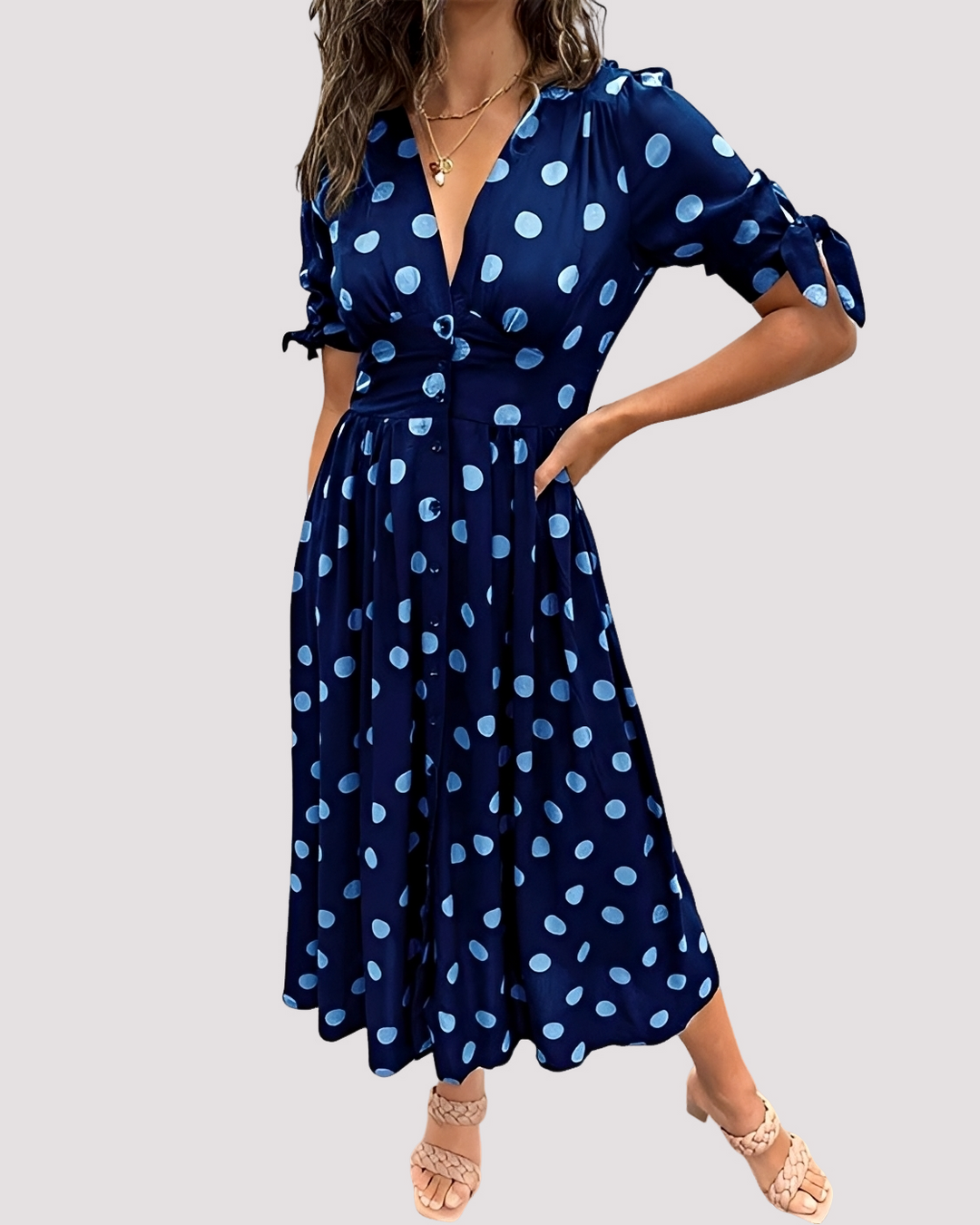 Womens_V_Neck_Dress_A_line_silhouette_and_plunge_neckline_4