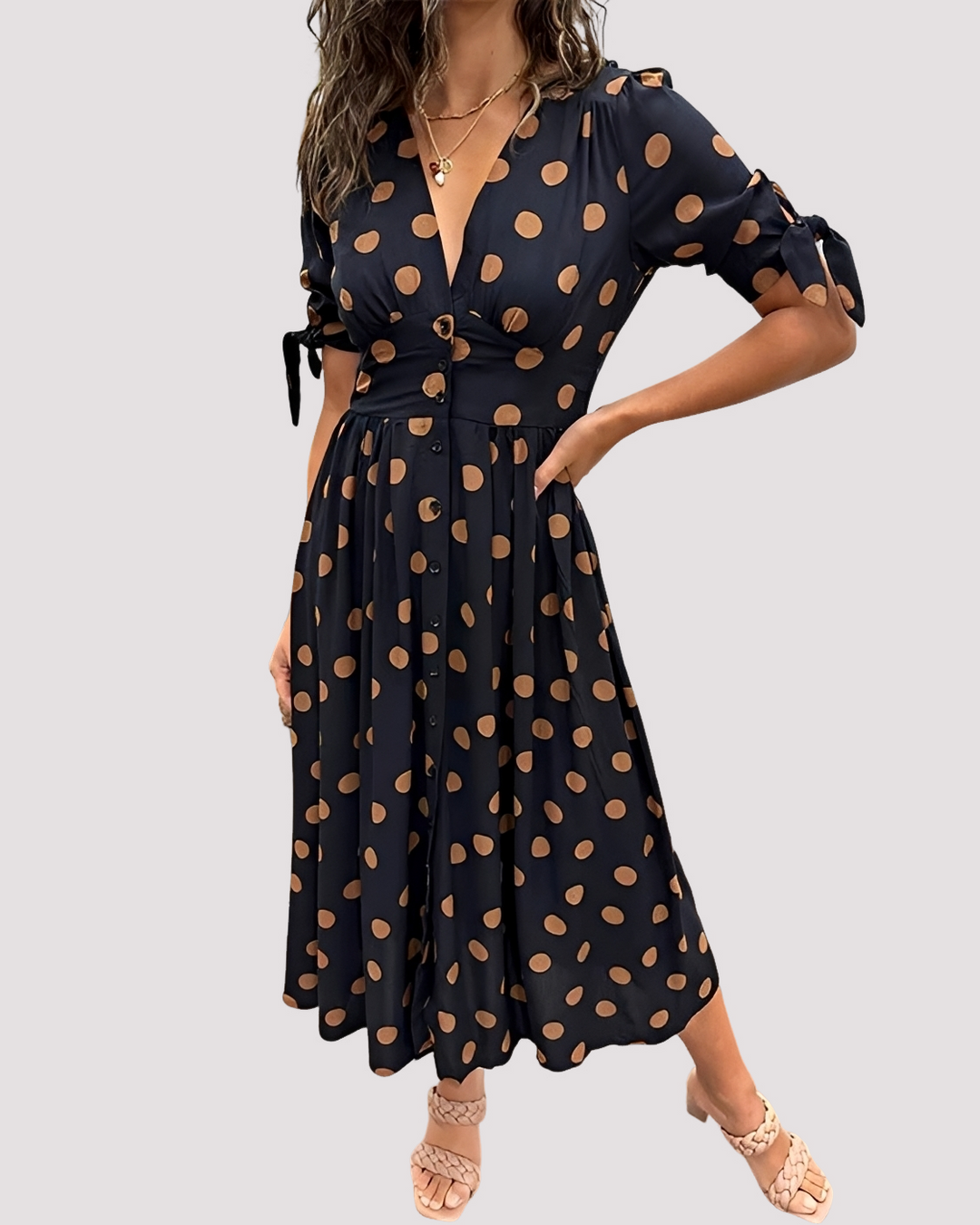 Womens_V_Neck_Dress_A_line_silhouette_and_plunge_neckline_5