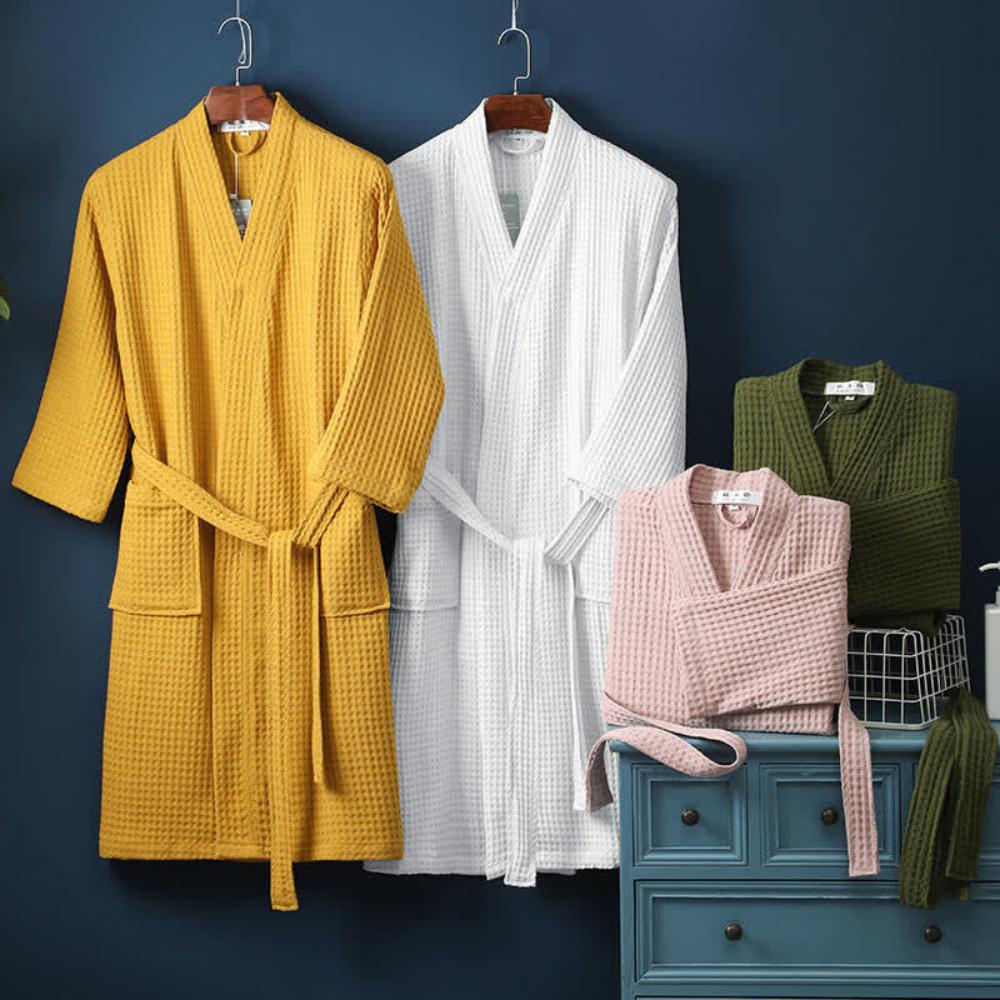 Women's Waffle Bathrobe – Lightweight Breathable Cotton 1