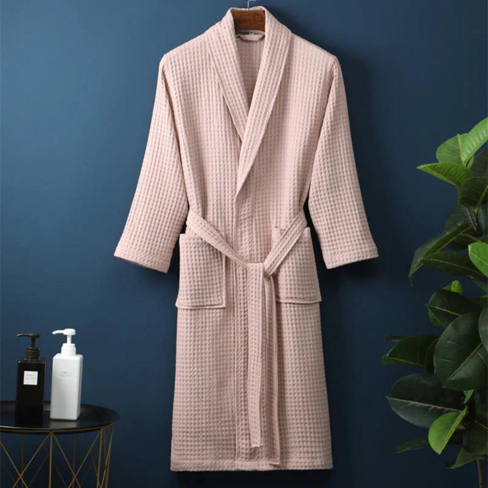 Women's Waffle Bathrobe – Lightweight Breathable Cotton 5
