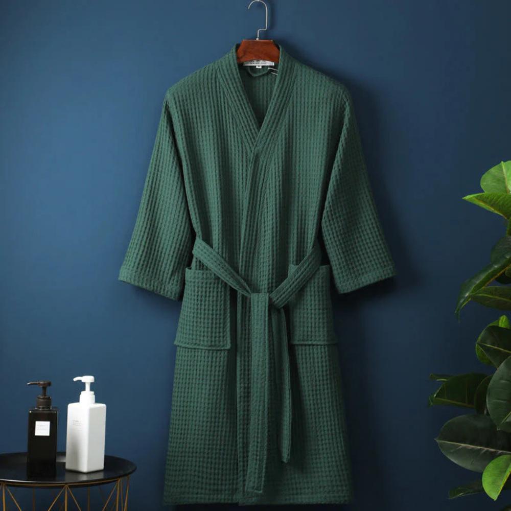 Women's Waffle Bathrobe – Lightweight Breathable Cotton 8