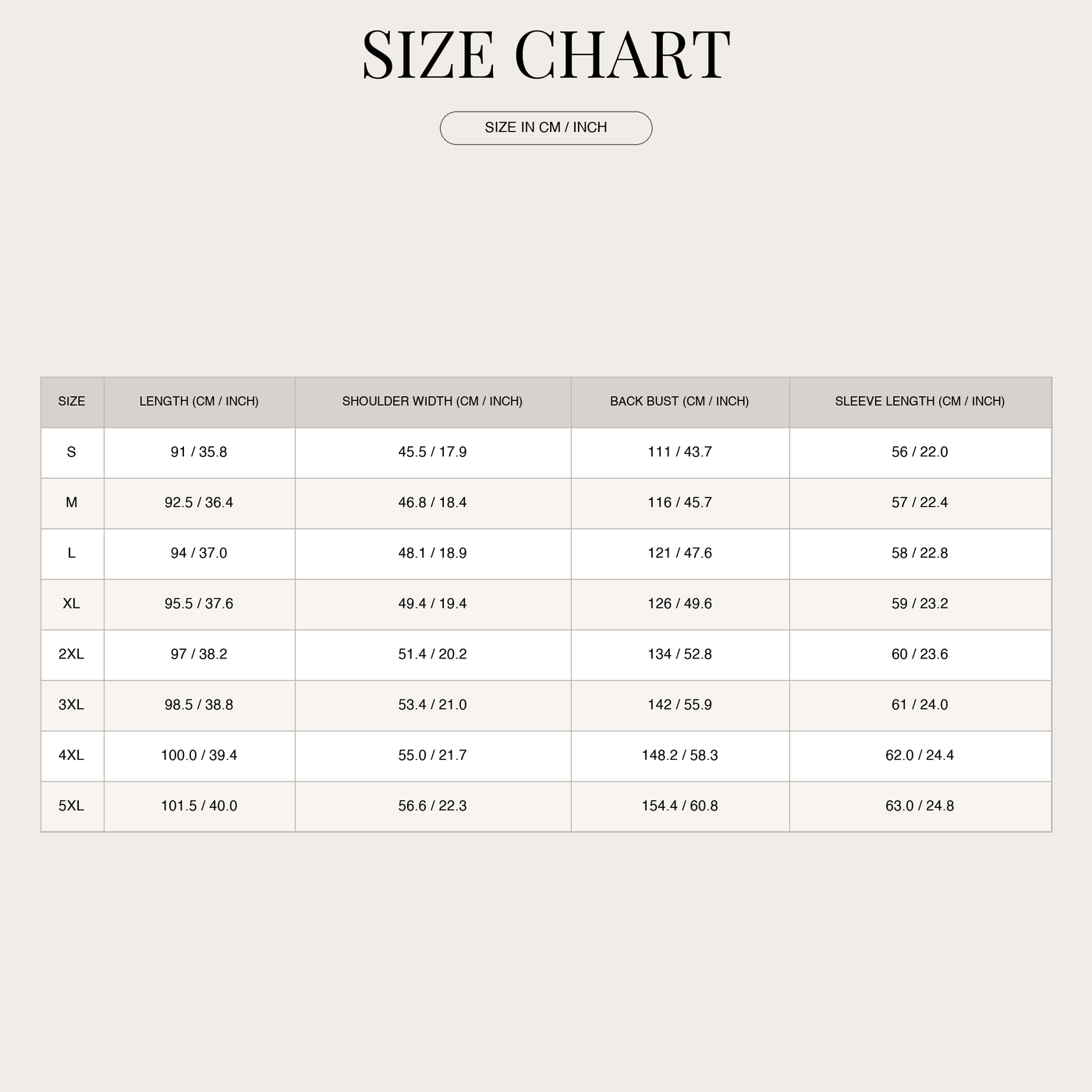 Women's Winter Coat – Plaid Mid-Length Design size chart