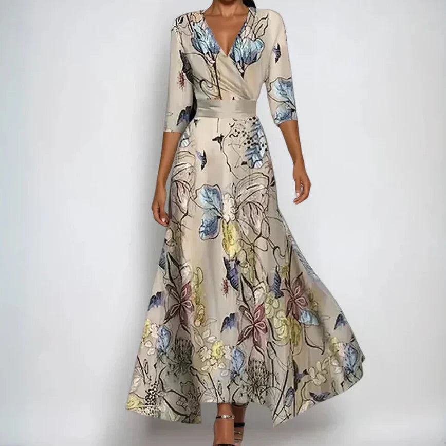 Womens_Wrap_Dress_3_4_Sleeves_with_Flowing_Silhouette_1