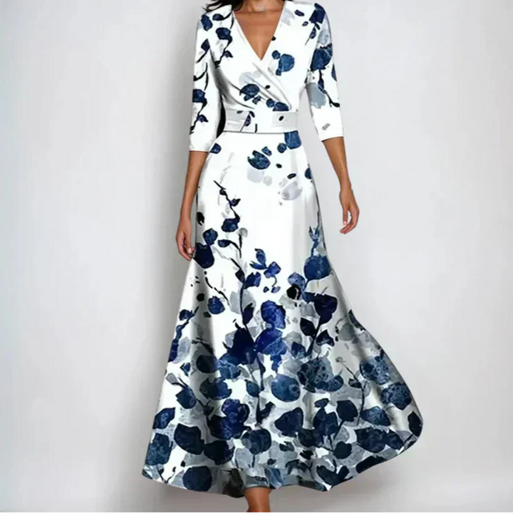 Womens_Wrap_Dress_3_4_Sleeves_with_Flowing_Silhouette_2