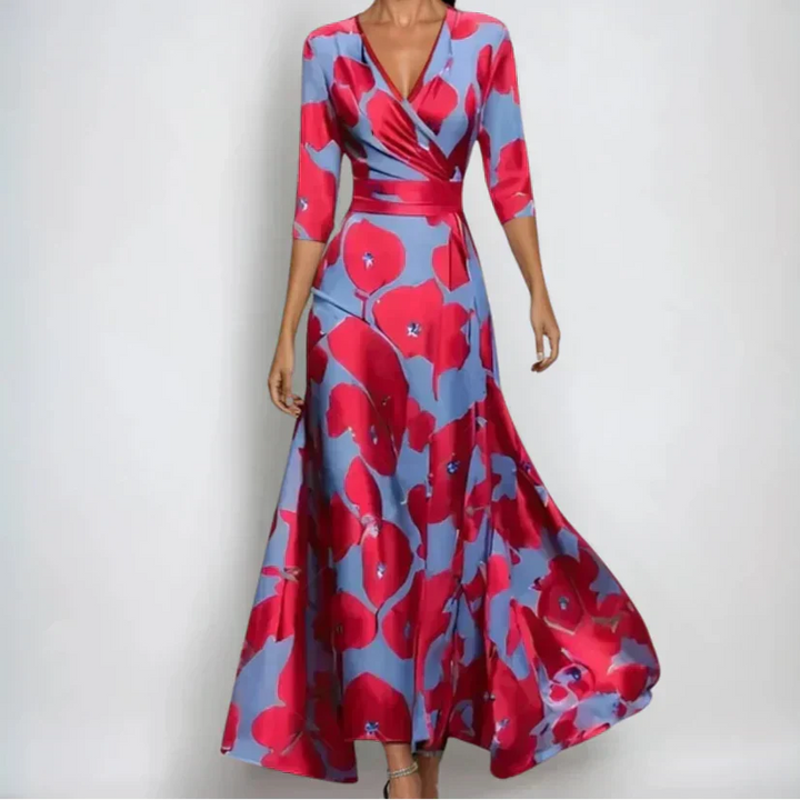 Womens_Wrap_Dress_3_4_Sleeves_with_Flowing_Silhouette_3