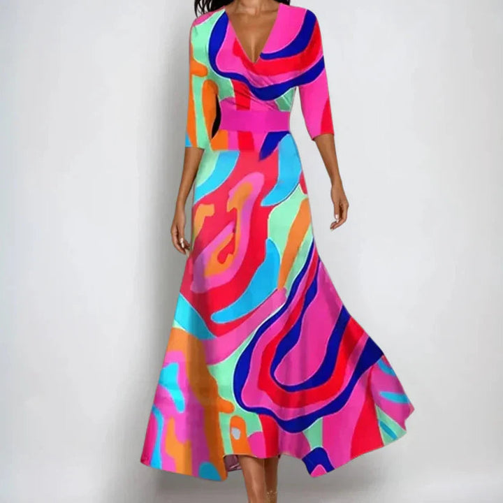 Womens_Wrap_Dress_3_4_Sleeves_with_Flowing_Silhouette_4
