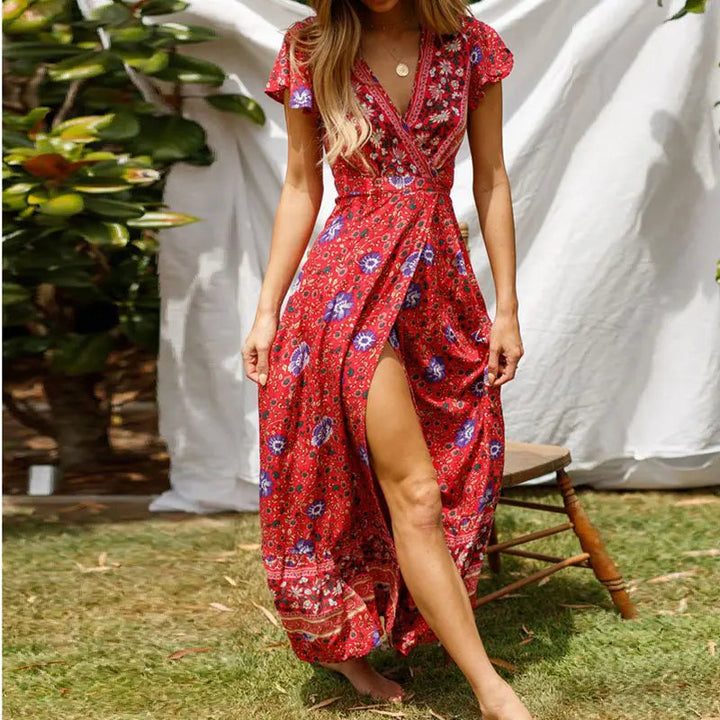 Womens_Wrap_Maxi_Dress_V_Neck_with_Festive_Design_3