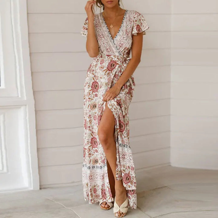 Womens_Wrap_Maxi_Dress_V_Neck_with_Festive_Design_4