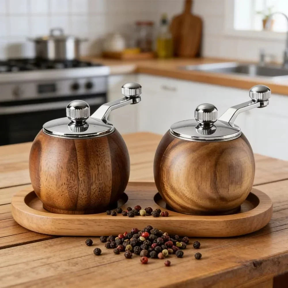 Wood Salt and Pepper Mill Set – Manual Grinder with S-P-Marking 3