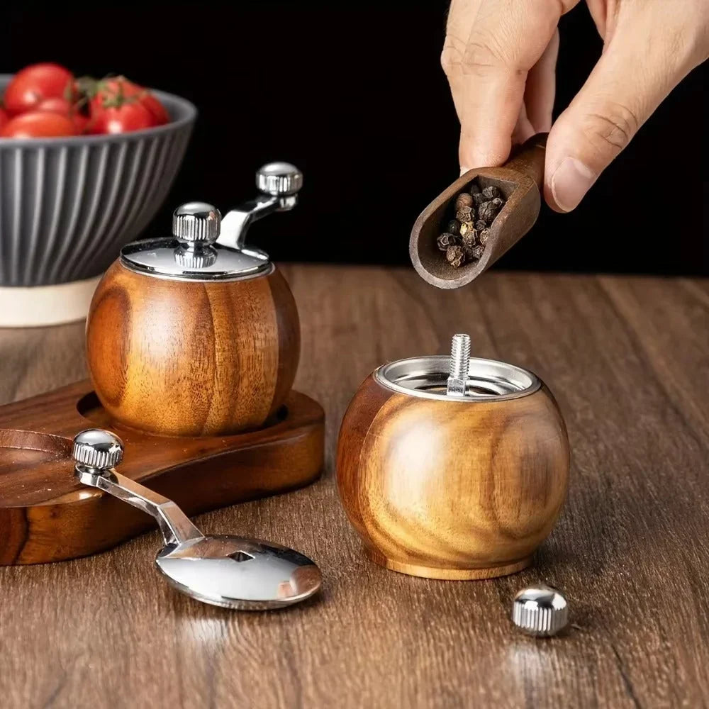 Wood Salt and Pepper Mill Set – Manual Grinder with S-P-Marking 4