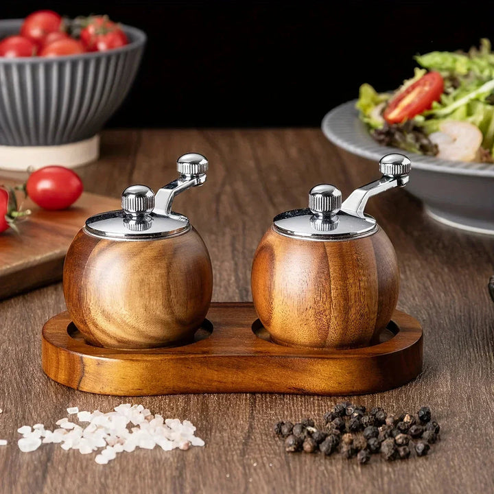 Wood Salt and Pepper Mill Set – Manual Grinder with S-P-Marking 5