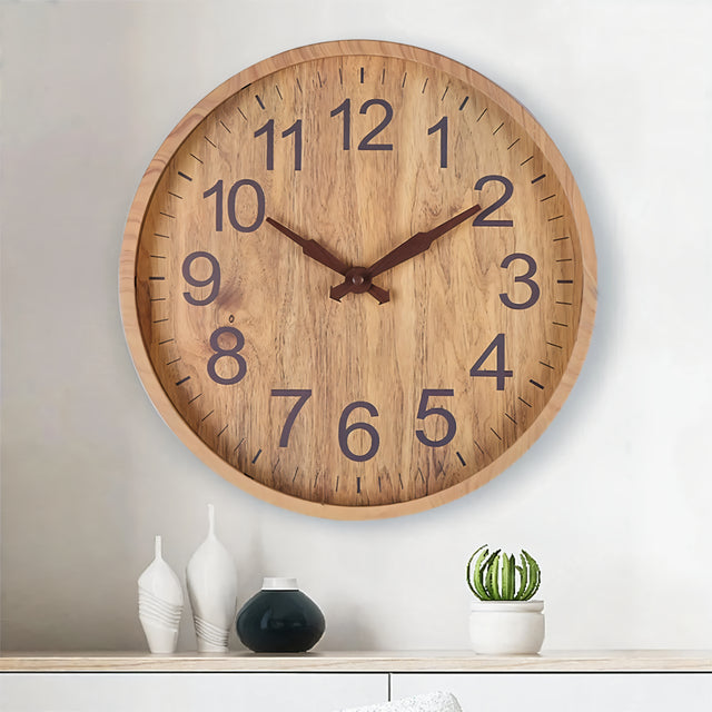 Horloge murale en bois – Silencieuse, design en bois naturel 1