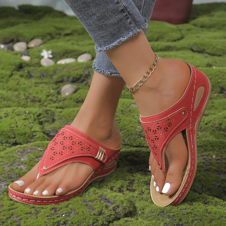 Sandals with Arch Support, Adjustable Straps and Wedge Heel for Women
