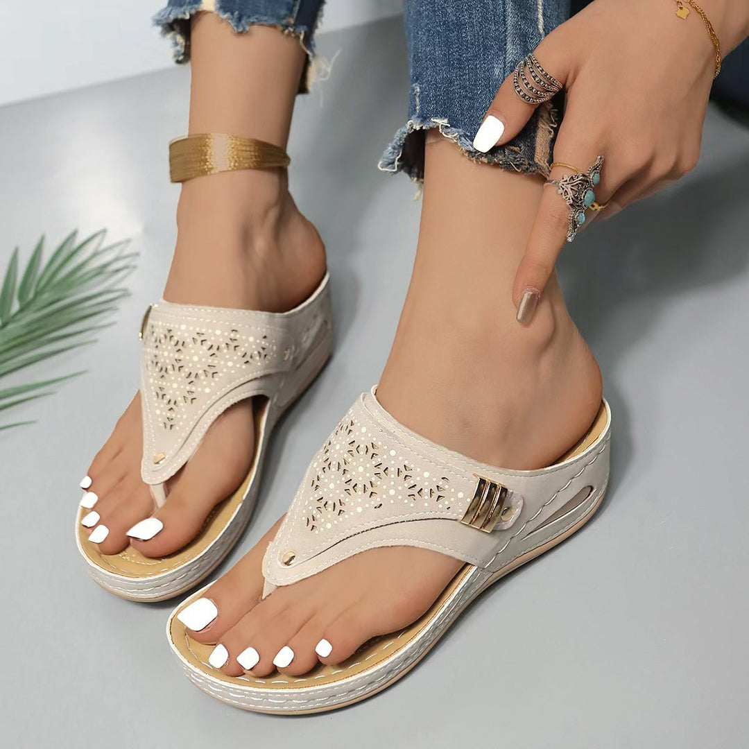 Sandals with Arch Support, Adjustable Straps and Wedge Heel for Women