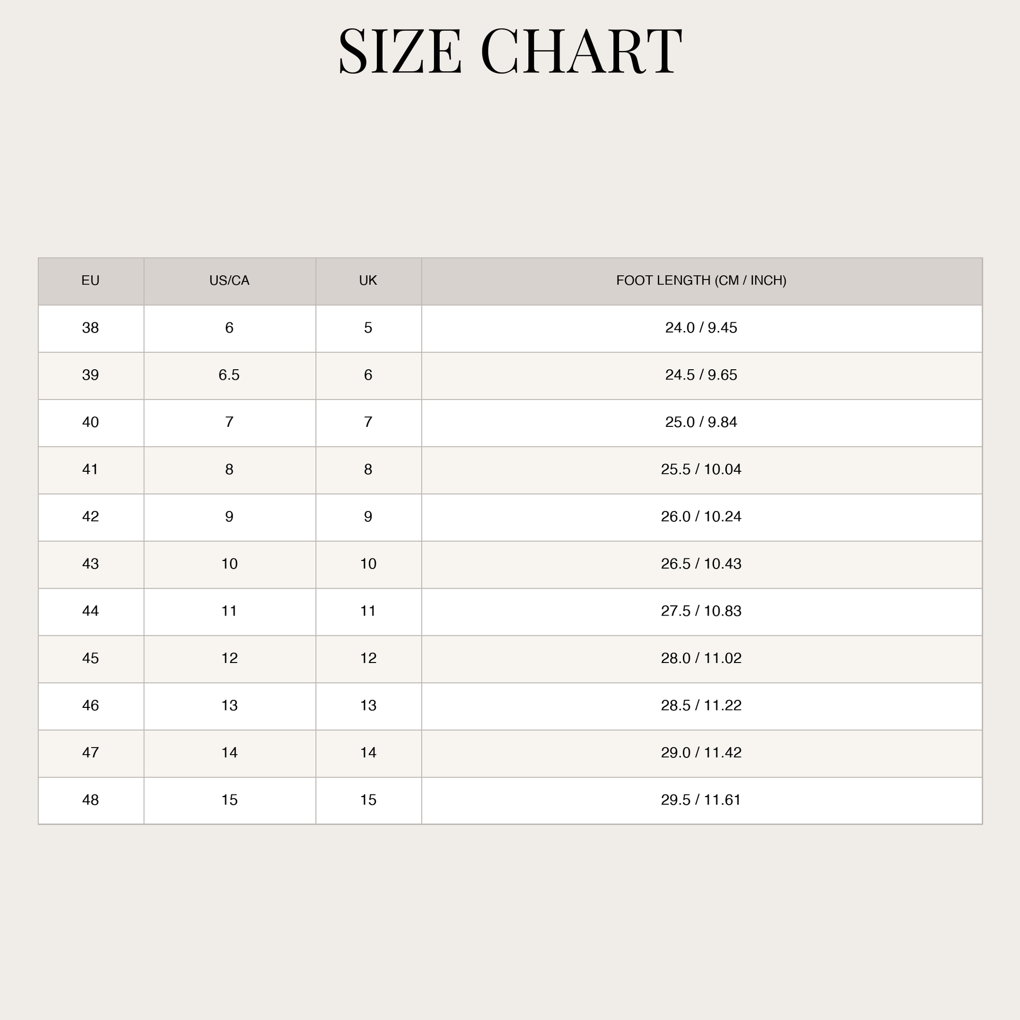 Size Chart
