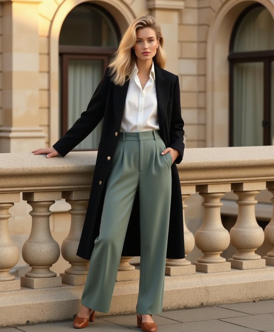 Cecole | Women’s Wide-Leg Trousers with Tailored Waistband