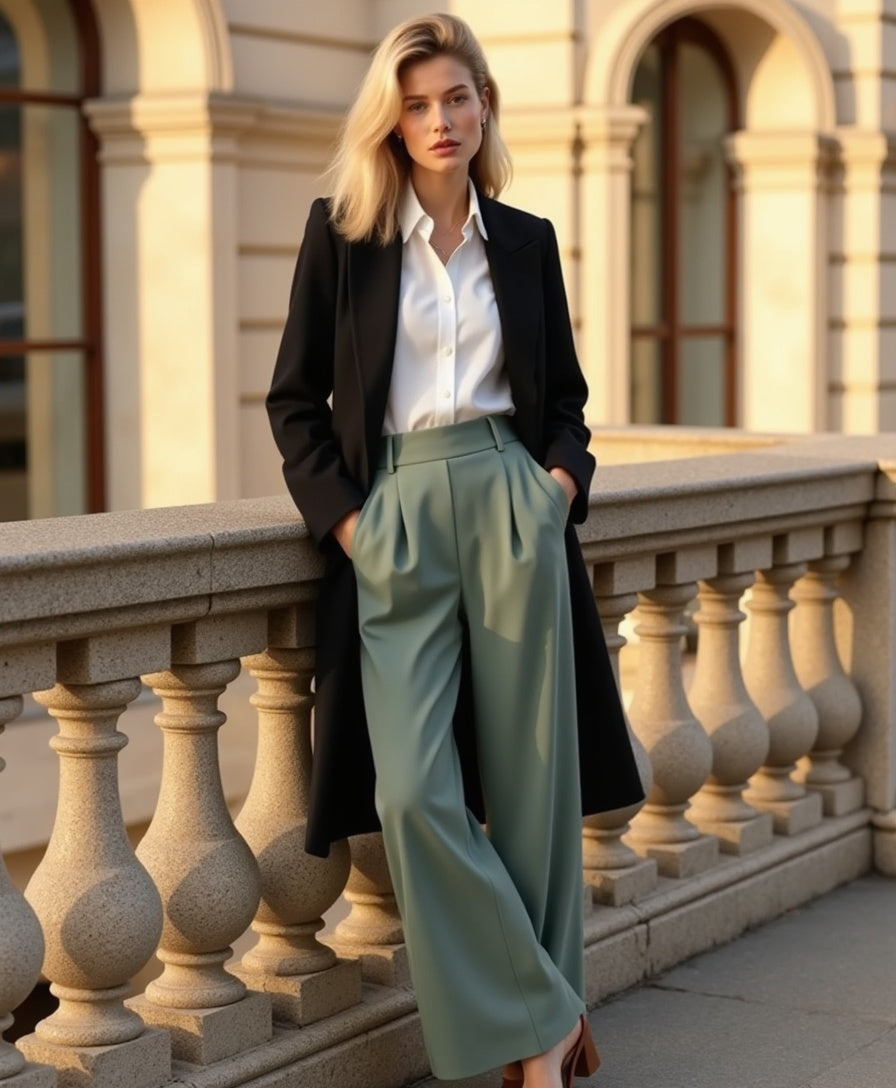 Cecole | Women’s Wide-Leg Trousers with Tailored Waistband